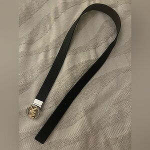 Michael Kors Black and Gold Logo Belt
